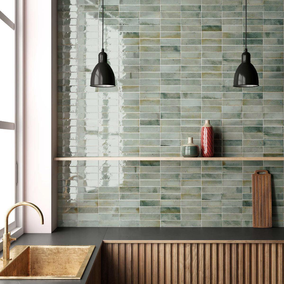 Luna Celadon 2.5x8 Ceramic Subway Tile | Tile Club
