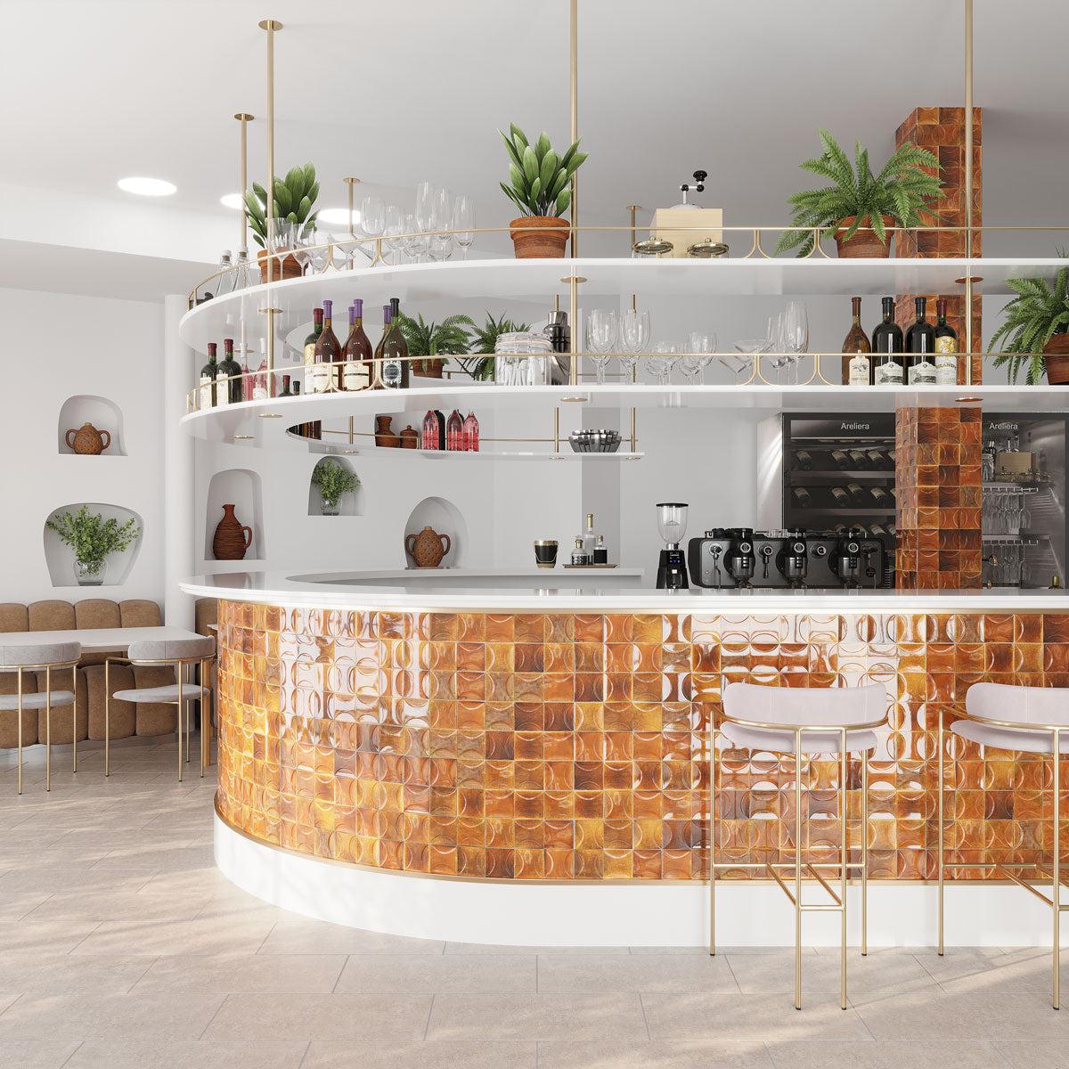 Luna Arc Red 4x4 Ceramic Square Tile | Tile Club