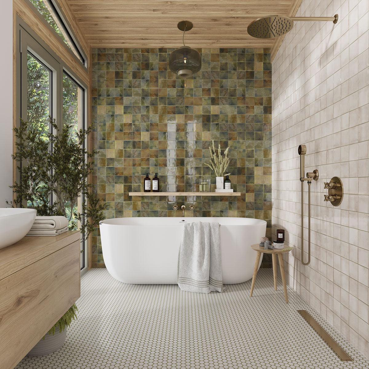 Luna Olive 4x4 Ceramic Square Tile | Tile Club