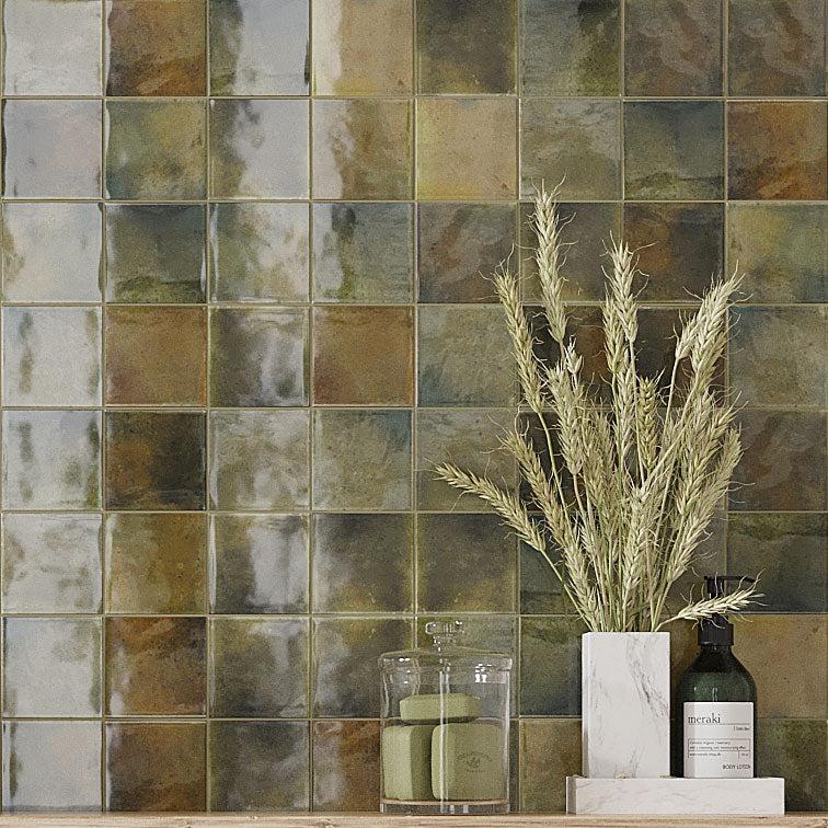 Luna Olive 4x4 Ceramic Square Tile Backsplash And Shower Luna Olive 4x4 Ceramic Square Tile Backsplash And Shower