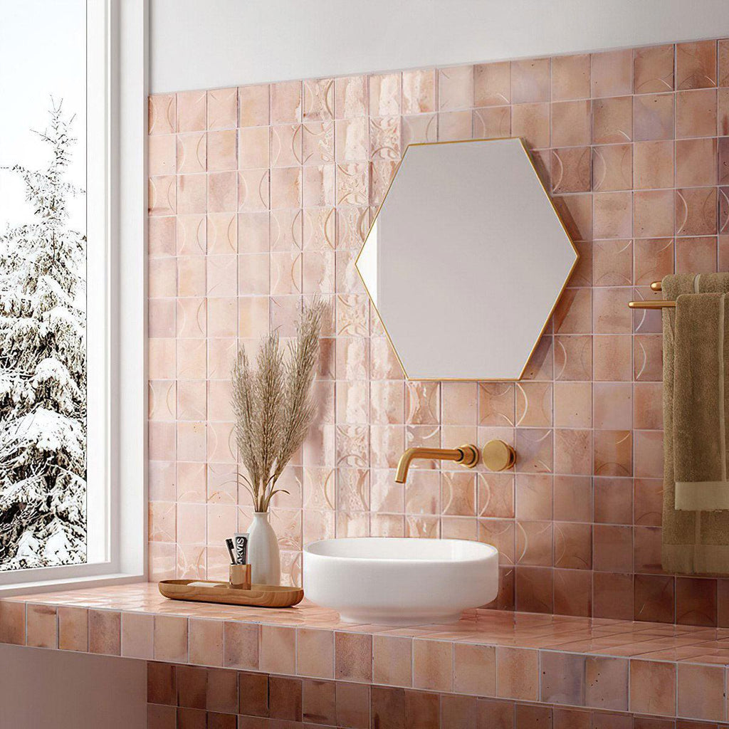 Luna Arc Pink 4x4 Ceramic Square Tile | Tile Club