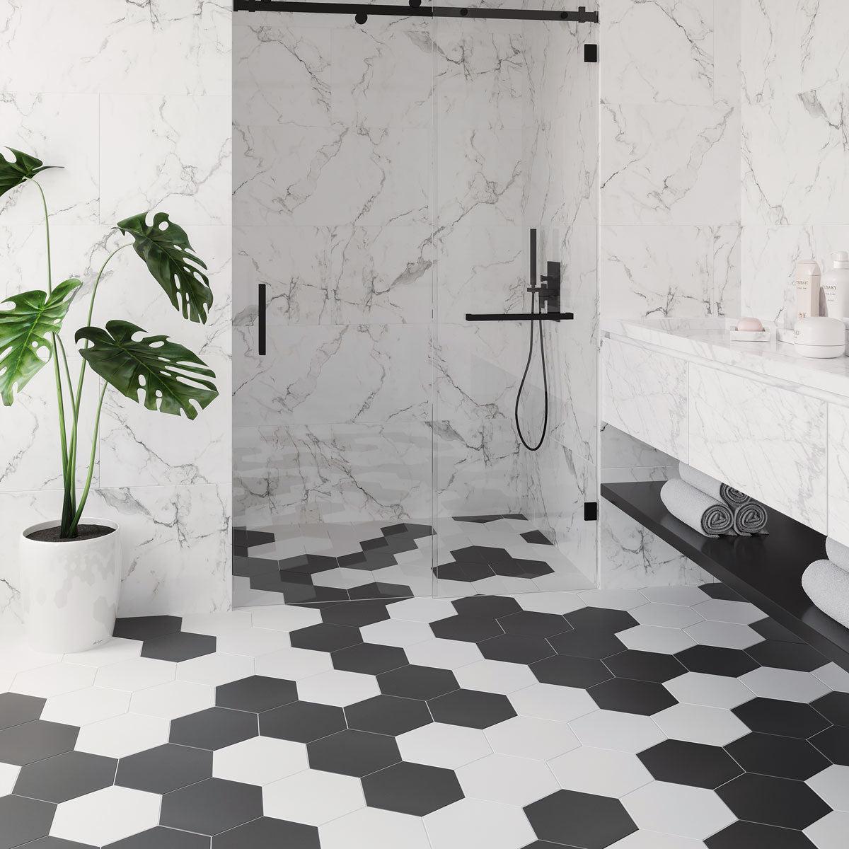 Magic White Matte Porcelain Hexagon Tile | Tile Club