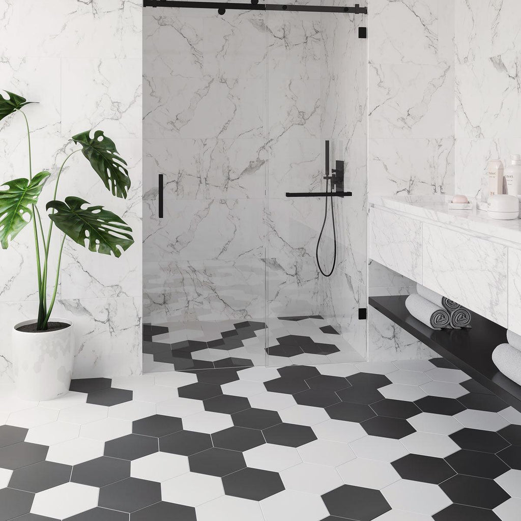 Magic White Matte Porcelain Hexagon Tile | Tile Club