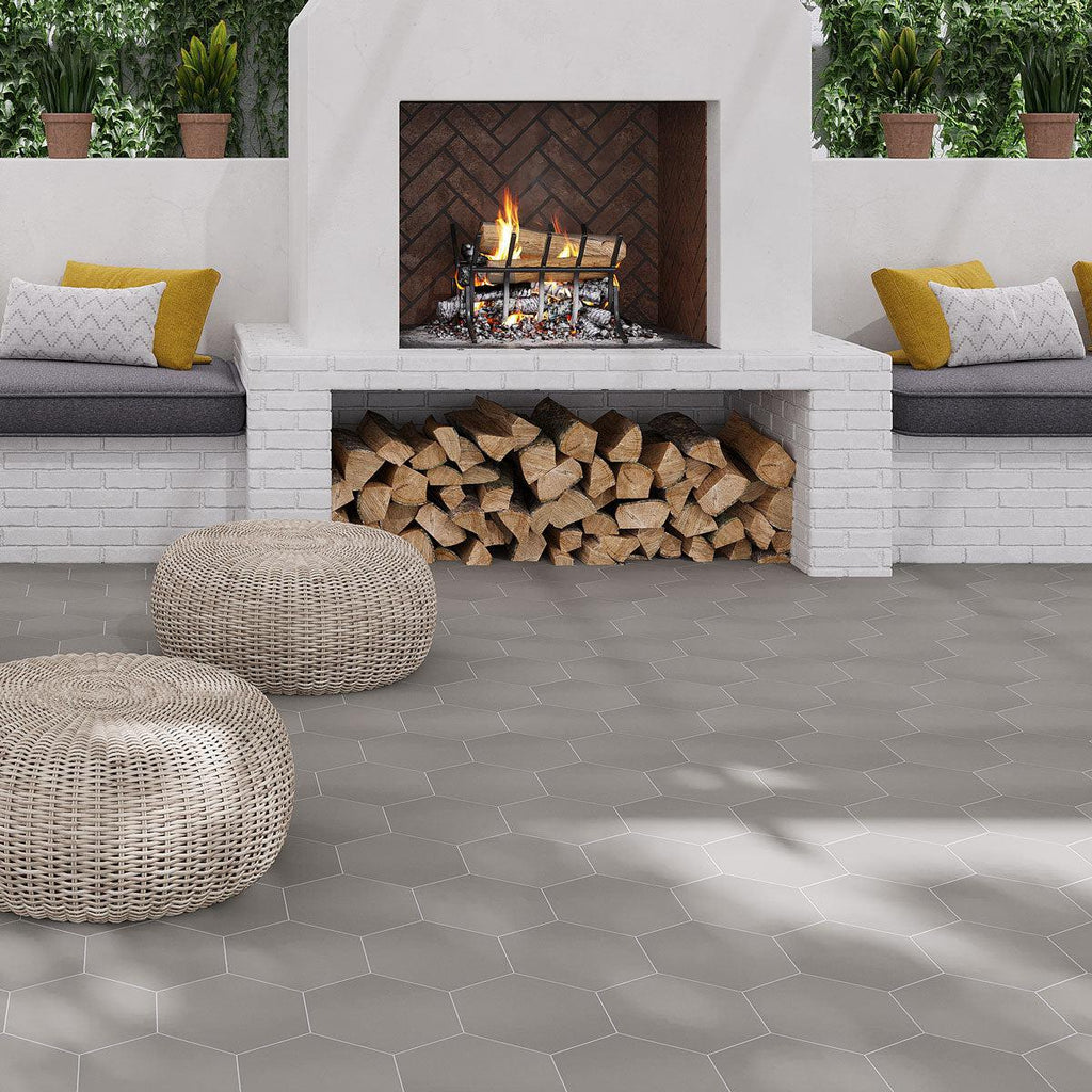 Gray Porcelain Hexagan Patio Floor Tile