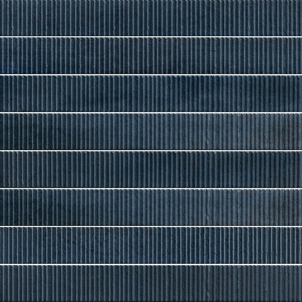 Malden Ridged Naval Gloss Ceramic Tile 2"x17" | Tile Club