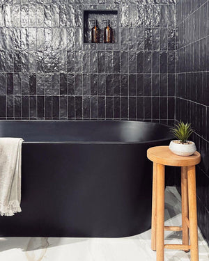 Mallorca Black Subway Wall Tile seen on HGTV Battle of the Beach with Ty Pennington