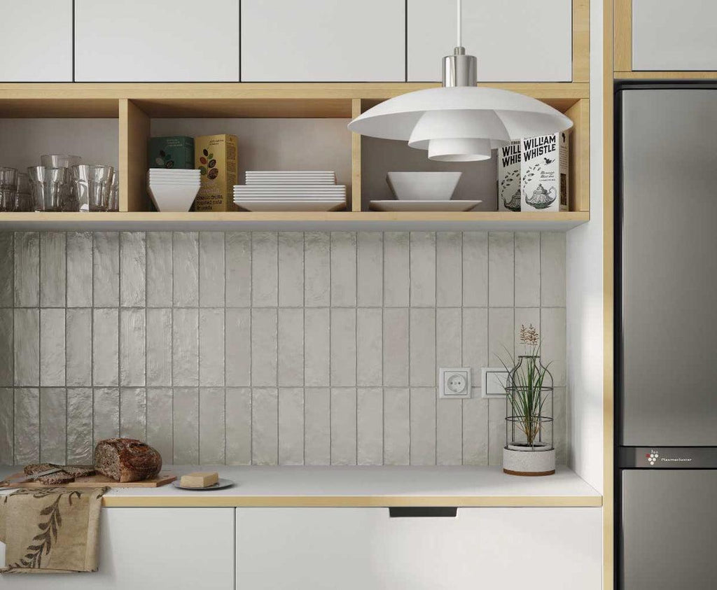 Mallorca Green Ceramic Subway Tile Kitchen with Rustic Mid Century Style