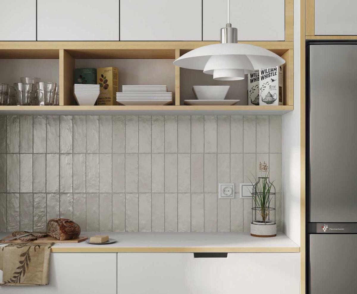 Mallorca Green Ceramic Subway Tile Kitchen with Rustic Mid Century Style