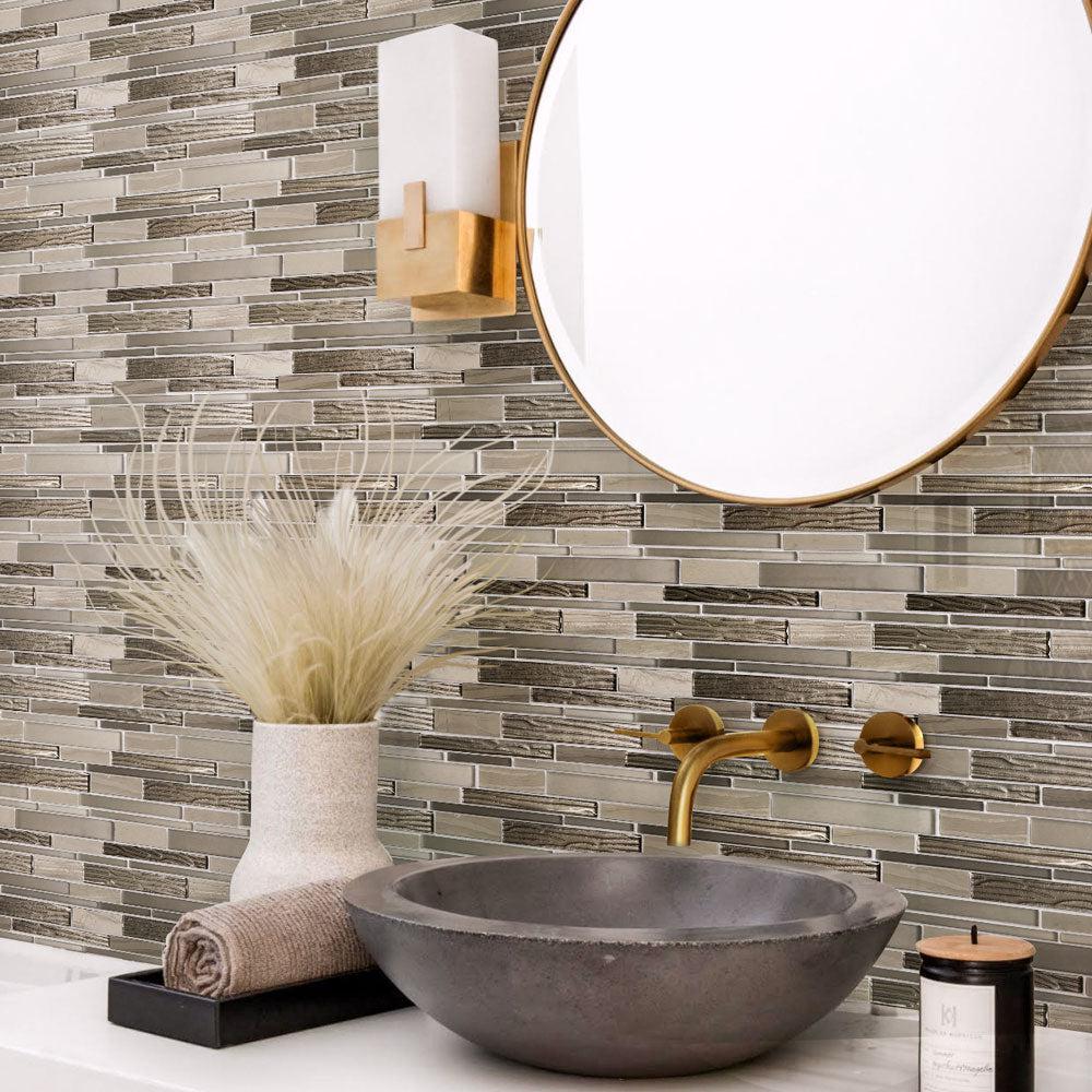 Beige and Gray Stacked Stone Tile Wall
