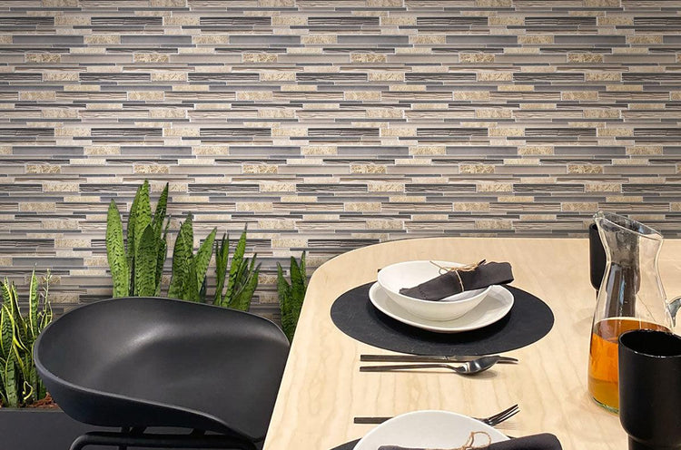 Matchstix Emperador Light Marble And Glass Mosaic Tile | Tile Club