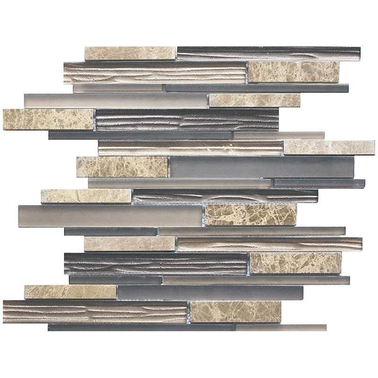Matchstix Emperador Light Marble And Glass Mosaic Tile