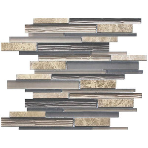 Matchstix Emperador Light Marble And Glass Mosaic Tile