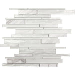 Matchstix Pearl White Marble And Glass Mosaic Tile | Tile Club
