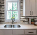 Matchstix Wooden Beige Marble And Glass Mosaic Tile | Tile Club
