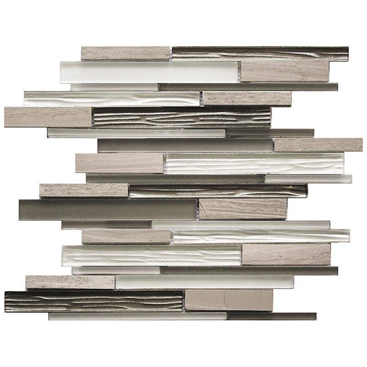 Matchstix Woden Beige Marble And Glass Mosaic Tile | Position1