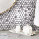 Matte Silver Hexagon Glass Mosaic Tile Close-up