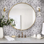 Matte Silver Hexagon Glass Mosaic Tile bathroom backsplash