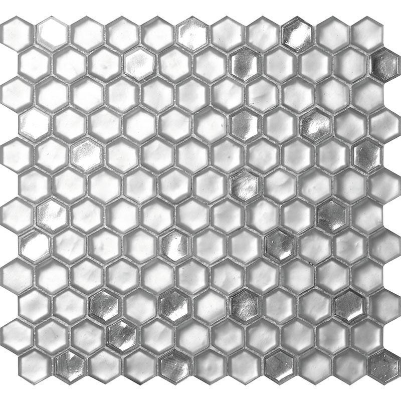 Matte Silver Hexagon Glass Mosac Tile | Tile Club | Position1