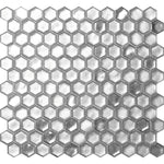 Matte Silver Hexagon Glass Mosaic Tile for a Wetbar Backsplash with Marble and Chrome