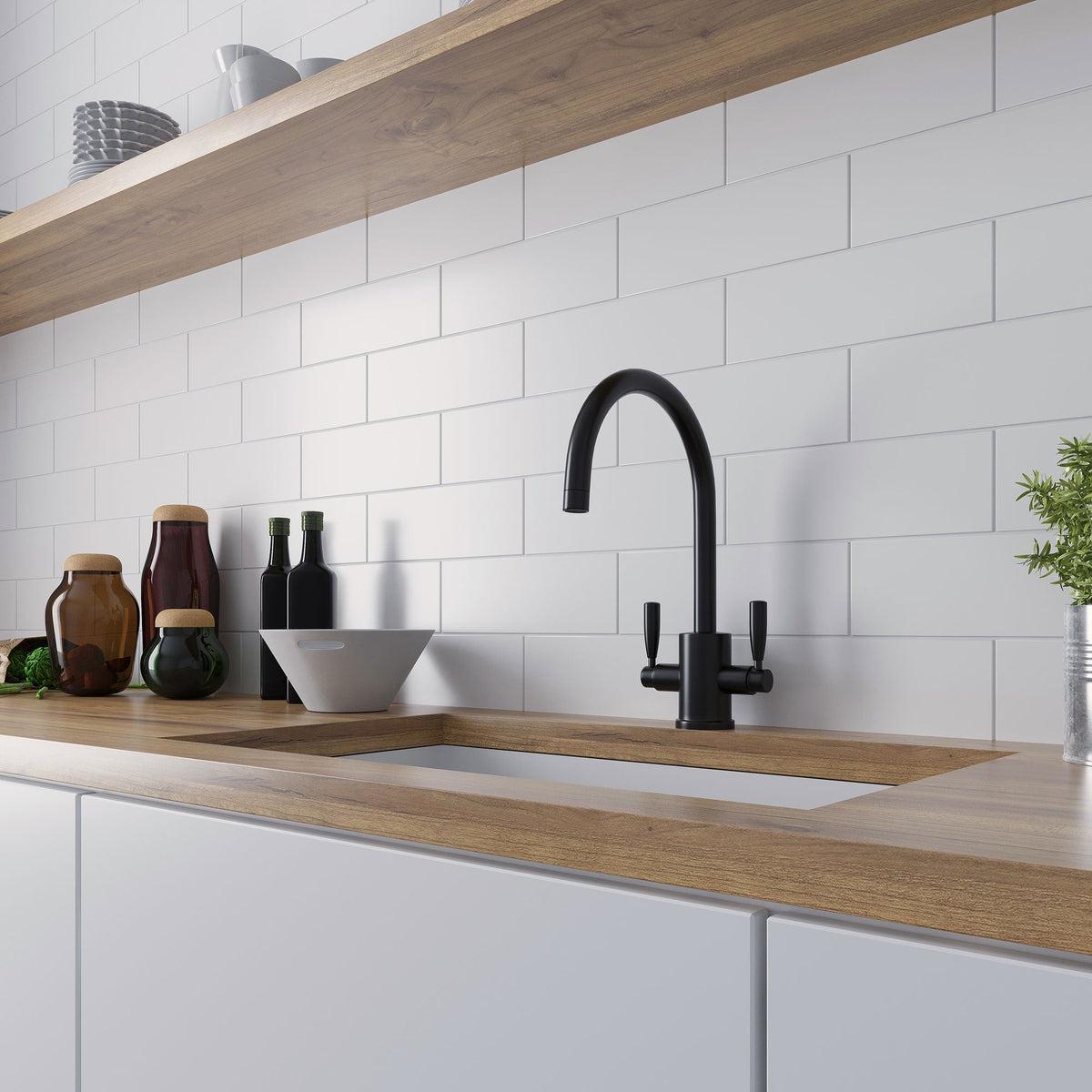 White Matte Ceramic Subway Wall Tile 4x12 - Box