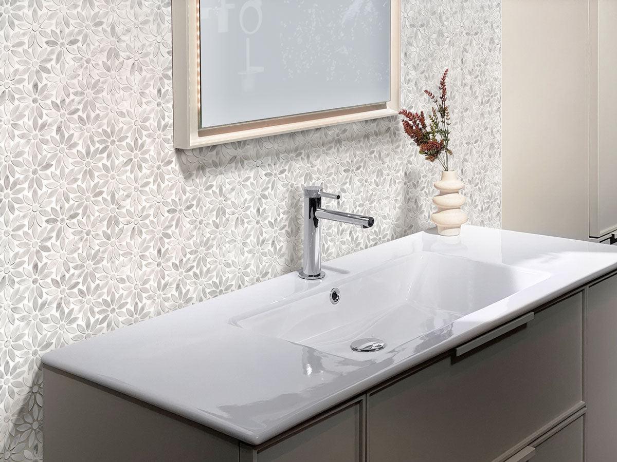 Bathroom Wall Tile with Carrara Flower Mosaic
