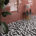 Meadow Black and White Flower Marble Mosaic Tile | Tile Club