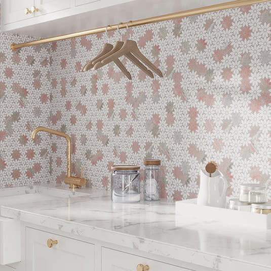 Floral Pattern Laundry Room Backsplash