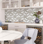 Meadow Wooden Flower Marble Mosaic Tile pantry backsplash