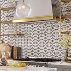 DIamond pattern kitchen backsplash