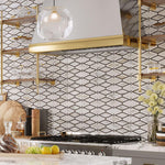 DIamond pattern kitchen backsplash