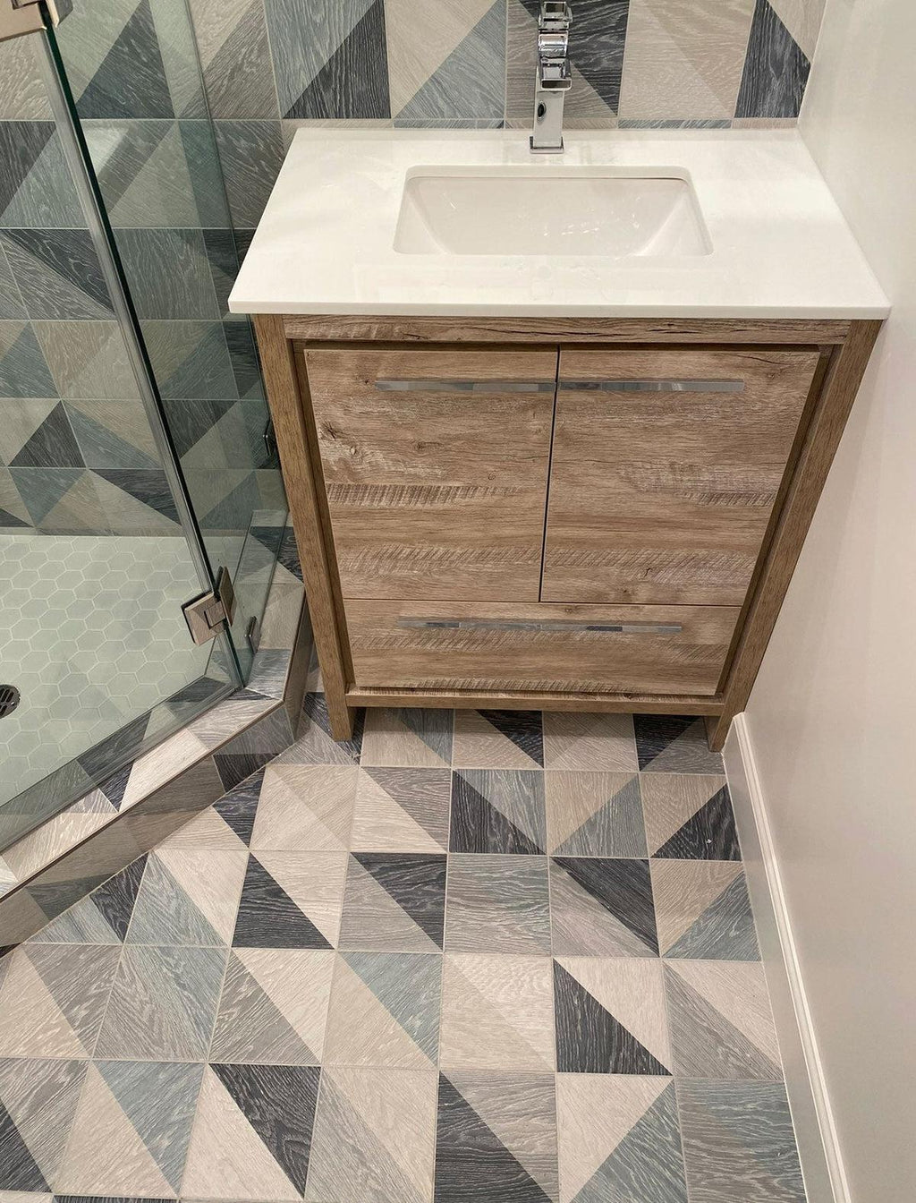 Melange Blue Geometric Porcelain Tile | Tile Club