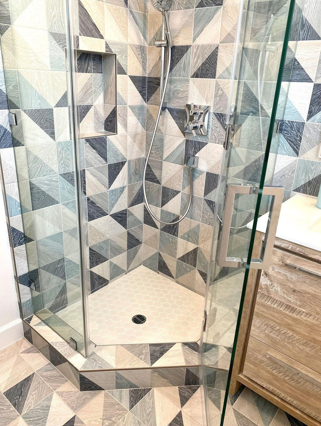 Melange Blue Geometric Porcelain Tile | Tile Club