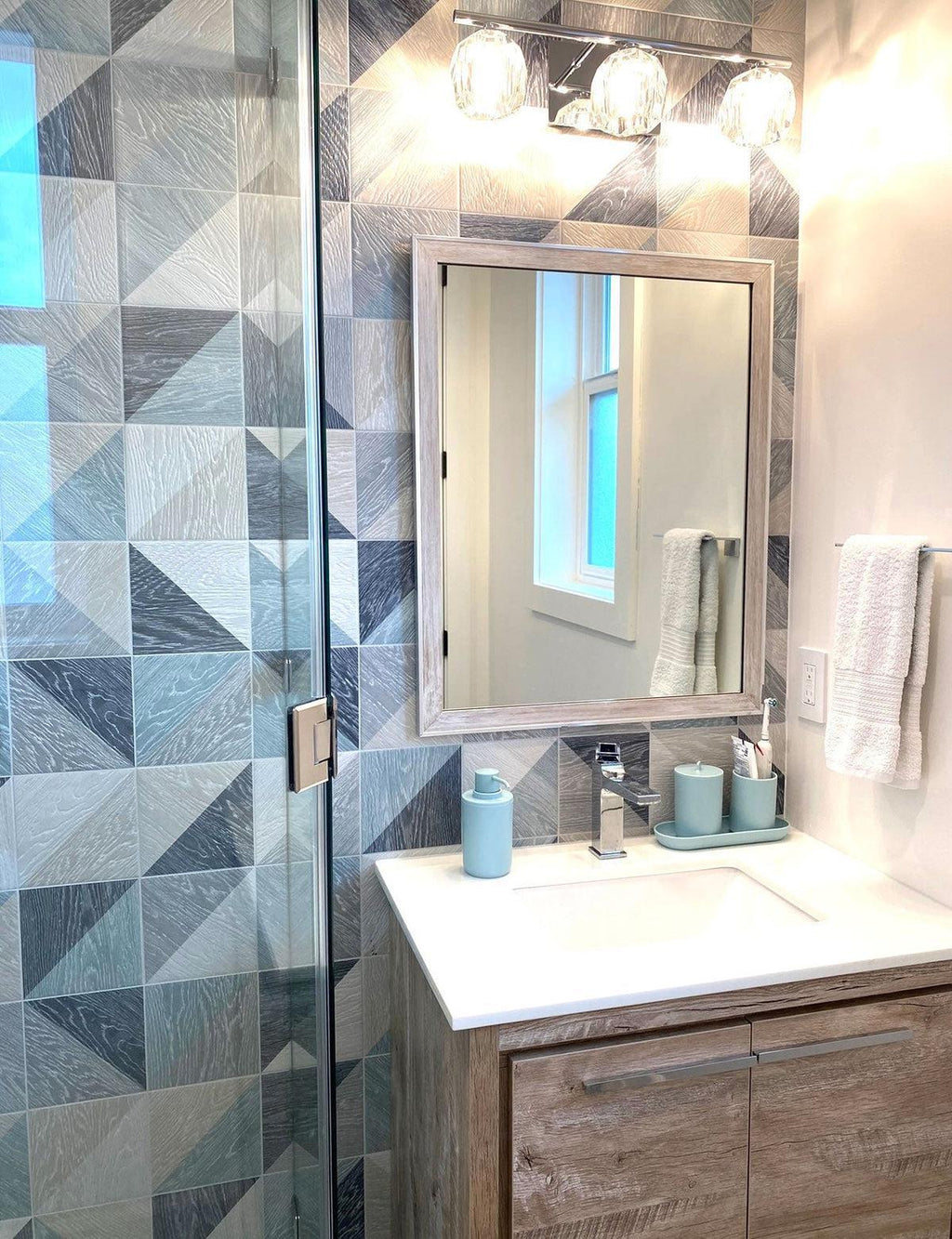 Melange Blue Geometric Porcelain Tile | Tile Club