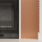 Metallic Bronze Buttons Fireplace Close-up