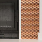Metallic Bronze Buttons Fireplace Close-up