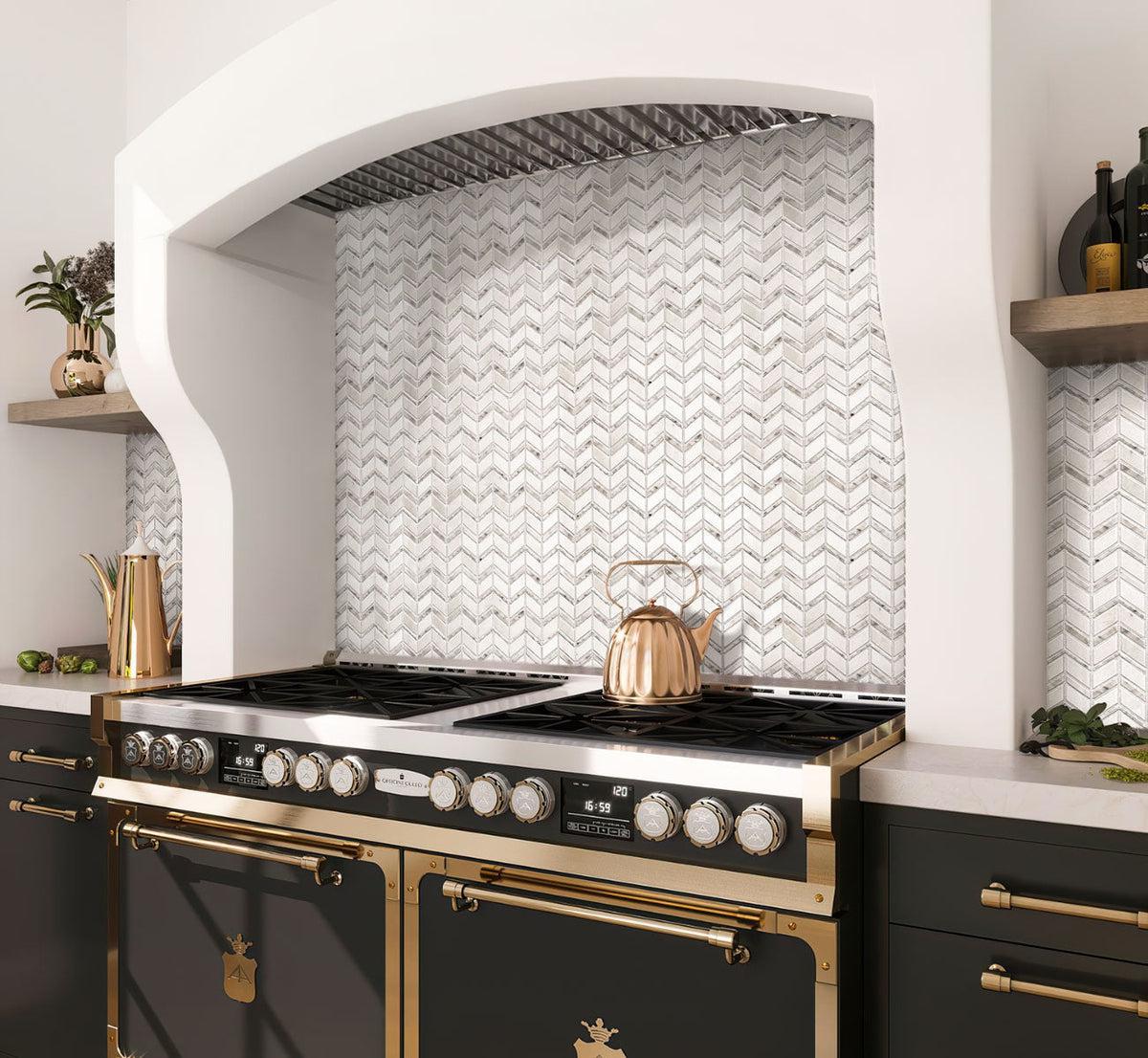 Metropolitan Chevron Marble Mosaic Tile kitchen backsplash