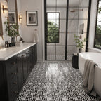 Midnight Black and White Marble Square Weave Mosaic Tile | Tile Club