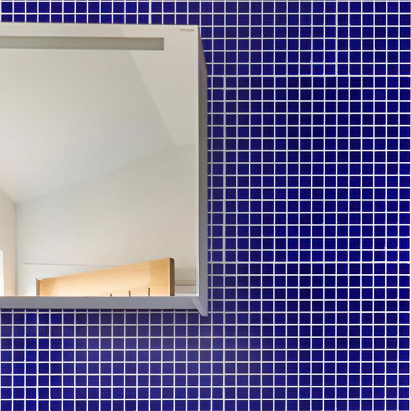 Midnight Blue Squares Glass Pool Tile