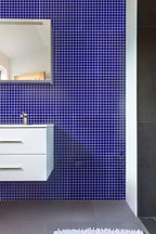Midnight Blue Squares Glass Pool Tile Bathroom Backsplash