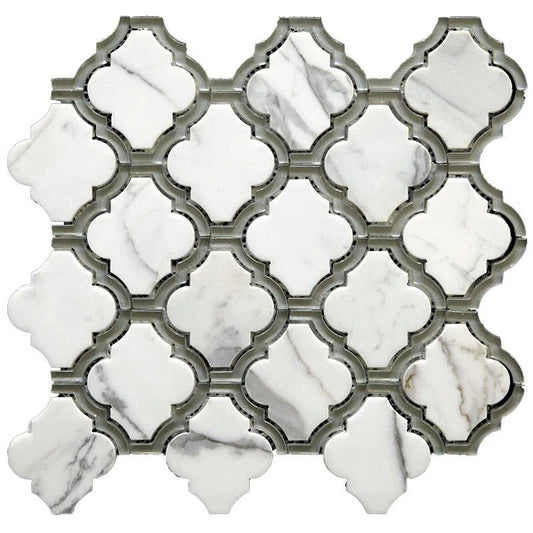 Milan Silver Lantern Waterjet Mosaic Tile Sample