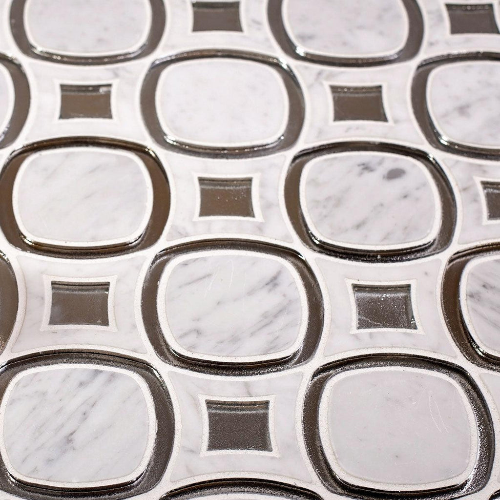 Milan White & Silver Mosaic Tile | Tile Club