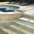 Outdoor Pool lined with Milk Chocolate Mixed Squares Glass Pool Tile
