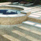 Outdoor Pool lined with Milk Chocolate Mixed Squares Glass Pool Tile