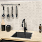 Mini Basket Weave Thassos Marble Mosaic kitchen backsplash