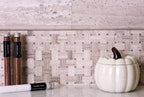 Mini Basket Weave Wooden Beige Marble Mosaic | Tile Club