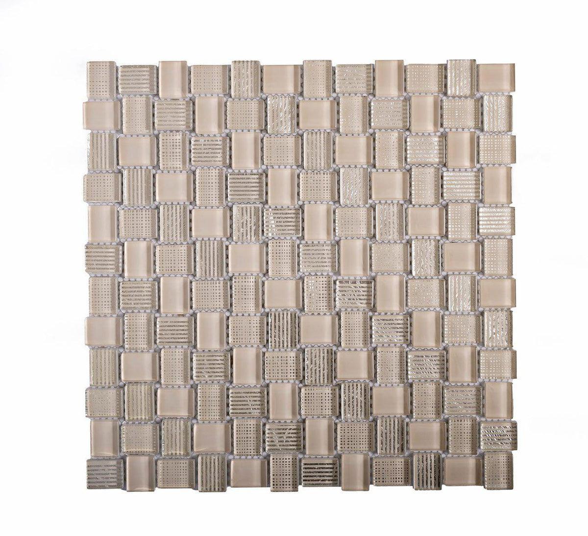 Mini Brick Beige Glass Mosaic Tile Sample
