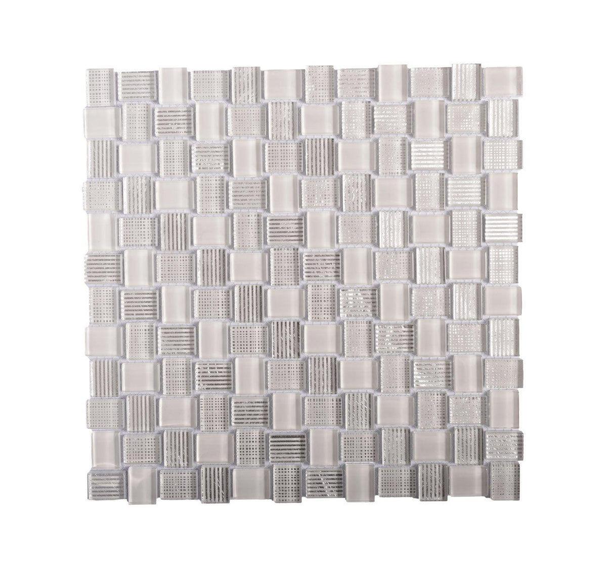 Mini Brick White Glass Mosaic Tile Sample
