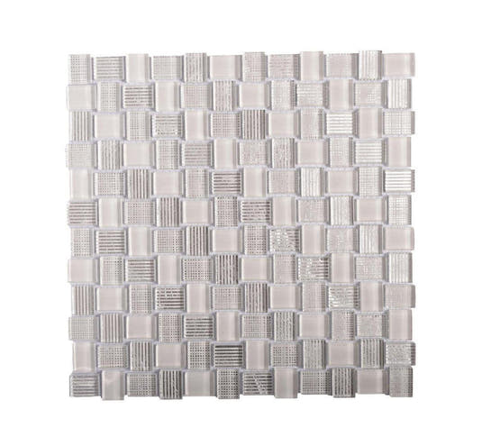 Mini Brick White Glass Mosaic Tile Sample