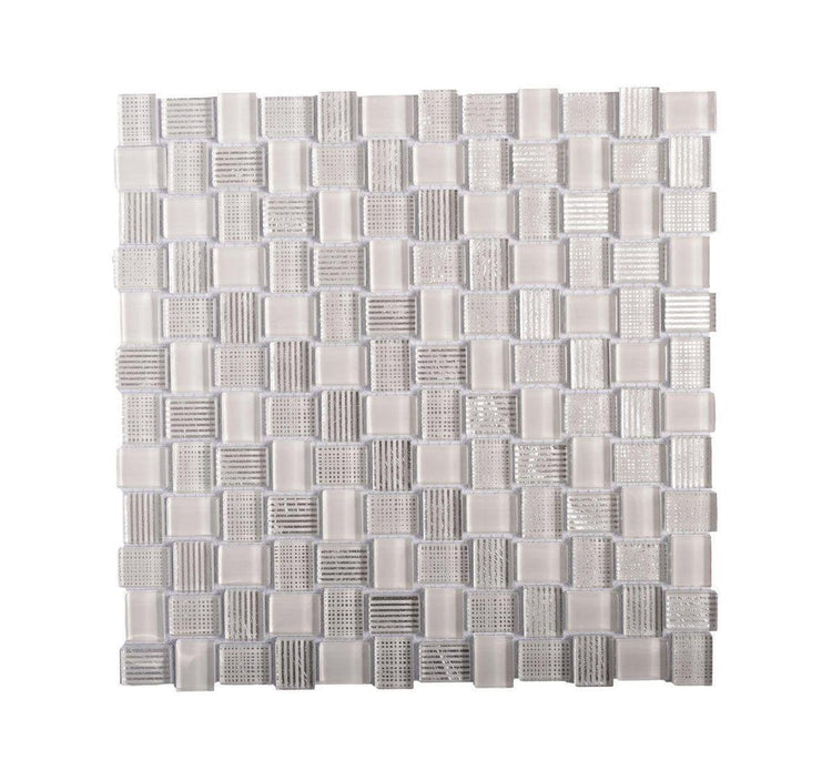 Mini Brick White Glass Mosaic Tile Sample