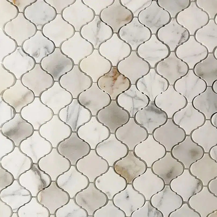 Mini Lantern Calacatta Gold Marble Mosaic Tile | Tile Club
